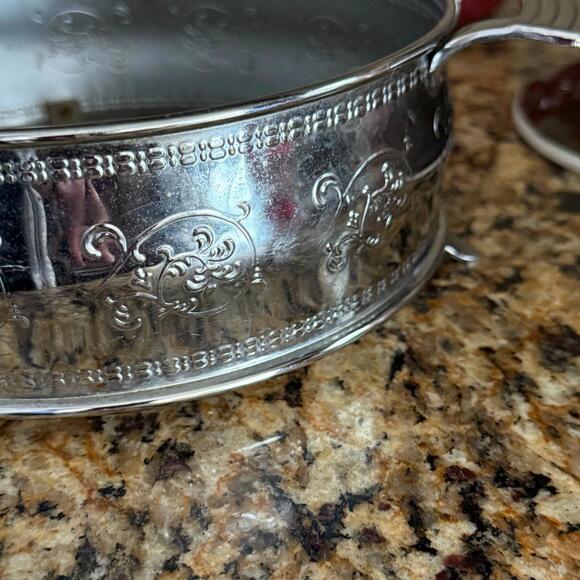 Red Round Ceramic Casserole Baking Dish w/Lid In Stainless Steel w/Handles USA - Picture 14 of 16